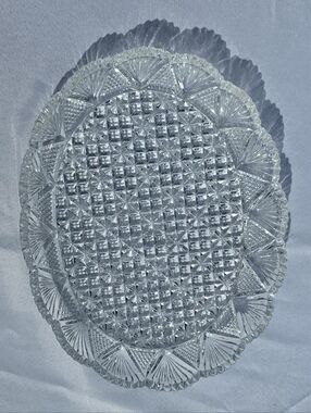 Vintage Mikasa Georgian Cut Crystal Oval Serving Platter Lead Crystal Tray